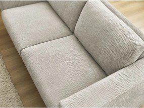 Beżowa rozkładana sofa do spania z tkaniny szenilowej 220 cm Hugo – Bobochic Paris