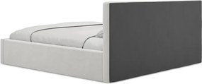 Jasnoszare aksamitne tapicerowane łóżko dwuosobowe ze schowkiem ze stelażem 140x200 cm Hiko – Makamii