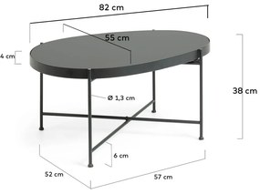 Czarny stolik ze szklanym blatem 55x82 cm Marlet – Kave Home