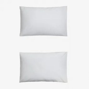 Pack 2 Poszewek Na Poduszki Z Perkalu Bawełnianego O Gęstości 180 Nitek Lesia Biała & 50 X 75 Cm - Sklum