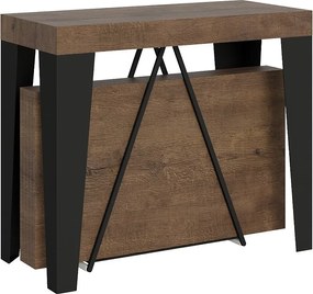 Konsola rozkładana 90x40/196 cm Algo Small orzech rama w kolorze antracytu