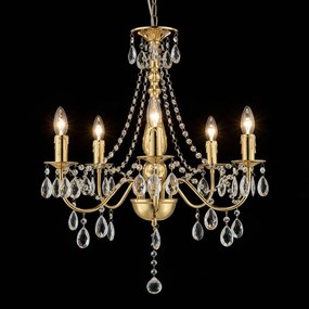 LAMPA SUFITOWA WISZĄCA EBT015-5CP Złota