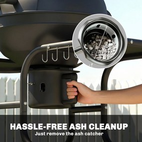 Outsunny Grill węglowy BBQ z bocznymi stolikami, termometrem w pokrywie, kółkami 129 x 63,5 x 106,5 cm | Aosom PL