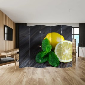 Parawan - Cytryna i mięta na stole (210x170 cm)