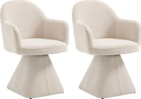 Zestaw 2 foteli obrotowych z podłokietnikami z tkaniny - Beżowy - VALYRA