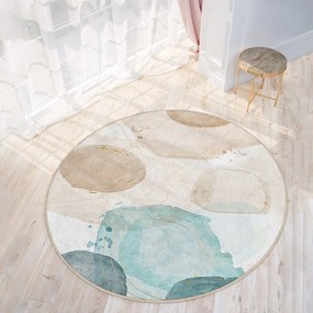 Niebiesko-beżowy okrągły dywan odpowiedni do prania ø 150 cm Puddle – Mila Home