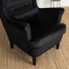 Fotel Uszak Wypoczynkowy KLARIS 2 Czarny Welurowy do Salonu Nowoczesny Loft