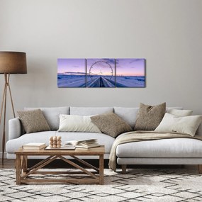 Obraz drogi zimą (z zegarem) (90x30 cm)