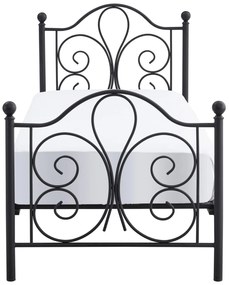 Łóżko Metalowe 90x200 cm ze Stelażem Jednoosobowe LORDI Czarne