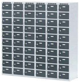 Alfa 3 Szafka skrytkowa S6, 30 schowków, 1800 x 900 x 500 mm, zamek obrotowy, drzwi pomarańczowe