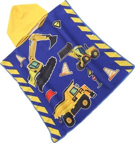 Dziecięce ponczo LITTLE BUILDER niebieskie Rozmiar: 60 x 120 cm