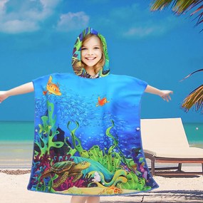 Kolorowe dziecięce poncho LAGOON TREASURE Rozmiar: 60 x 120 cm