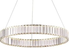 Żyrandol kryształowy, wisząca lampa LED pierścień ring - Kikim Crystal Mosiądz 40cm