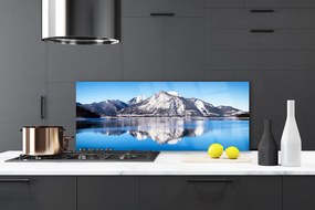 Dekor Szklany do Kuchni Błękitne Jezioro Wśród Szczytów