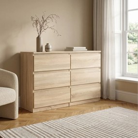 Komoda NUDO 138,5 cm do Salonu Sypialni 6 Szuflad Dąb sonoma