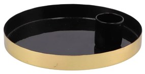 Okrągły metalowy świecznik MARAKESH 12cm, kolor czarny
