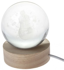 Świecąca szklana kula, USB, na drewnianejpodstawie
