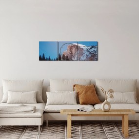 Obraz - Nocny szczyt gór (z zegarem) (90x30 cm)