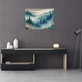 Obraz na szkle - Leśny krajObraz na szkle z mgłą (70x50 cm)