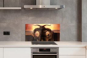 Panel nad Blat Kuchenny Postać o Zachodzie Słońca