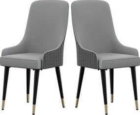 Zestaw 2 Krzeseł do Jadalni, Krzesło Kuchenne z Skórą, Nośność 150kg, 43.5x43.5x90cm