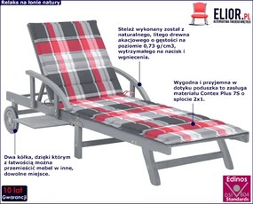 Leżanka ogrodowa w czerwoną kratkę - Irvine