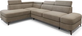 Masseno Narożnik AVISE z funkcją spania i pojemnikiem na pościel Narozniki L, Rozkładana sofa - Beżowy, MATT VELVET 09