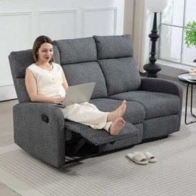 HOMCOM Fotel 3-osobowy, indywidualnie regulowane oparcia, podnóżek, materiał obiciowy, stal, Szary