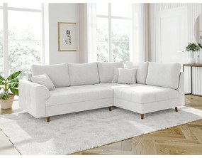 Biały narożnik z materiału bouclé (prawostronny/w kształcie litery L) Ariella – Ropez