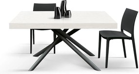 Stół drewniany, wykończenie białe, podstawa metalowa w kolorze antracytowym, 180×90–260×90 cm - CARRARA