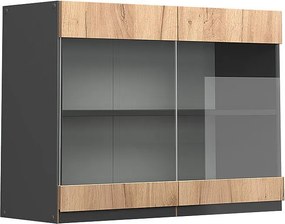 Szklana szafka kuchenna złoty dąb energetyczny 80x31x60 r-line