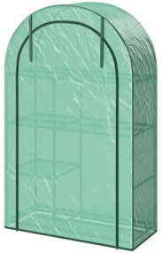 Outsunny Mini szklarnia, 4-poziomowa szklarnia z folii plastikowej, przenośna, drzwi rolowane, 100 x 45 x 160 cm, Zielona