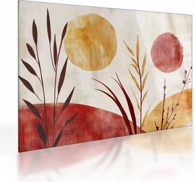 Obraz na szkle - Rośliny i okręgi (70x50 cm)
