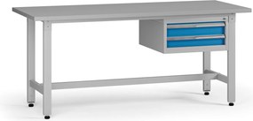 Stół warsztatowy z regulacją wysokości G5, 1800 x 750 x 800-1000 mm, 1x kontener, 2x szuflada, niebieski