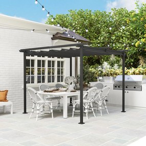 Outsunny Pergola Ogrodowa 3 x 3 m z Regulowanym Dachem, Konstrukcja Metalowa, Ochrona UPF30+, Zadaszenie na Taras, Ciemnoszary
