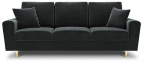 Ciemnoszara aksamitna rozkładana/ze schowkiem sofa 235 cm Kyoto – Cosmopolitan Design
