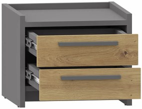 Szafka nocna z szufladami dąb artisan + antracyt K9-G15
