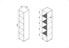 Wąski regał z półkami Lima SL1 w kolorze białym