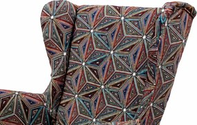 Tapicerowany fotel uszak Malawi w geometryczne wzory