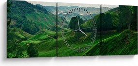 Obraz - Plantacje herbaty w Malezji (z zegarem) (90x30 cm)