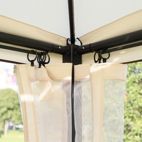 Outsunny huśtawka ogrodowa z dachem i ściankami bocznymi 3-osobowa beżowa przestronna 256x172x248cm | Aosom PL