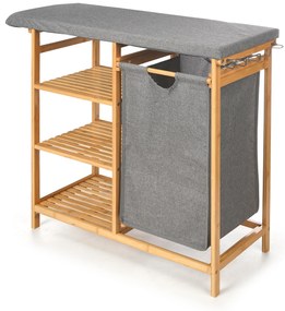 Bambusowa szafka z deską do prasowania i koszem na pranie BAMY, 111 x 34 x 82 cm