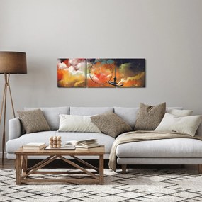 Obraz - człowiek unoszący się w kosmosie (z zegarem) (90x30 cm)
