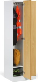 Szafka ubraniowa S1, 2-drzwiowa, 1850 x 600 x 500 mm, zamek RFID, drzwi laminowane, buk
