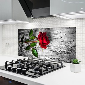 Szkło nad Blatem Aksamitna Róża w Rozkwicie