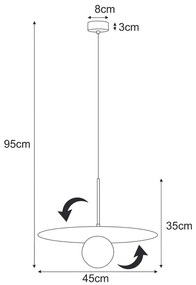 Nowoczesna lampa wisząca z ruchomym kloszem - A694-Erga