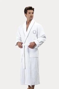 Męski szlafrok SEHZADE L Biały / srebrny haft