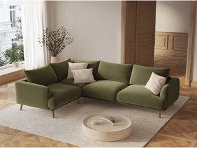 Zielony aksamitny narożnik (lewostronny/w kształcie litery L) Naomi – Micadoni