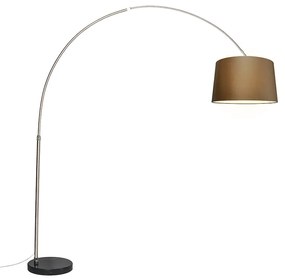 Łukowa lampa ze stali z brązowym abażurem z tkaniny 45 cm - XXL