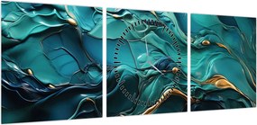 Obraz - Tekstury abstrakcyjne (z zegarem) (90x30 cm)